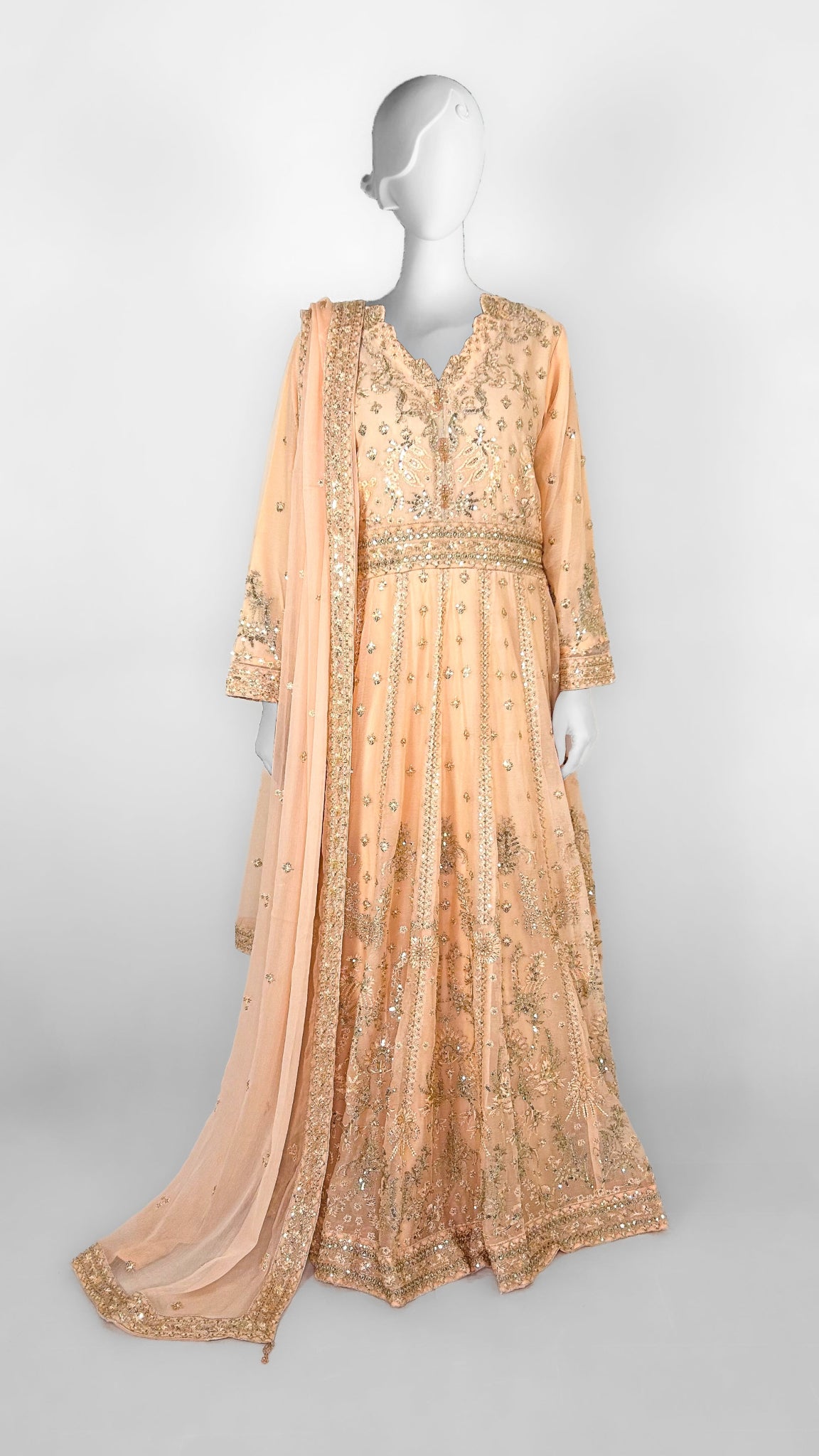 Peach Indian Party Wear Anarkali Long Dress