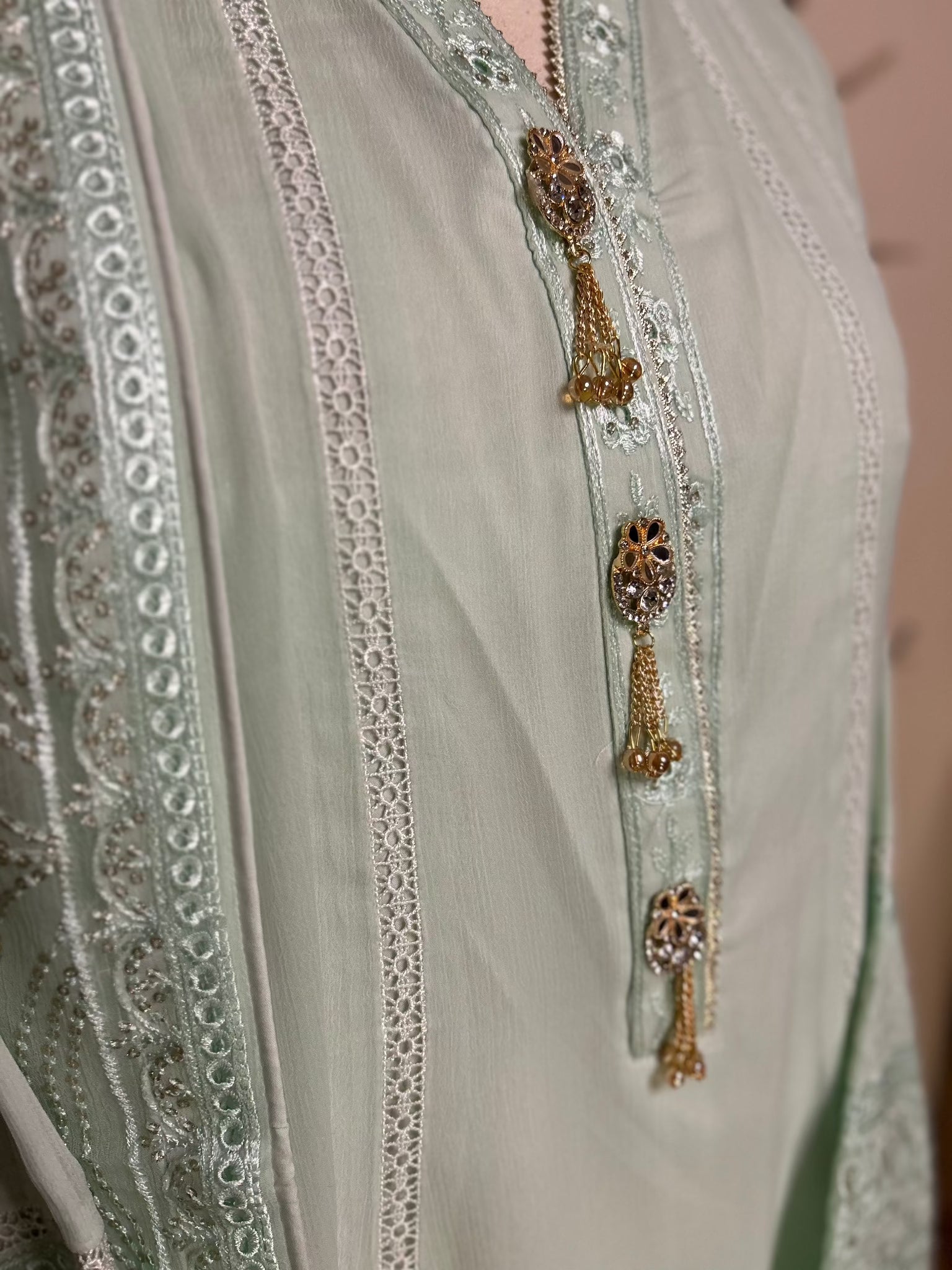 Pakistani Formal Wear Embroidered Chiffon Dress Detailed Embroidery | Zarveil