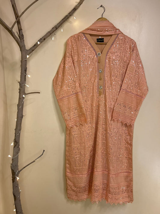 Peach Pakistani Salwar Suit | Zarveil